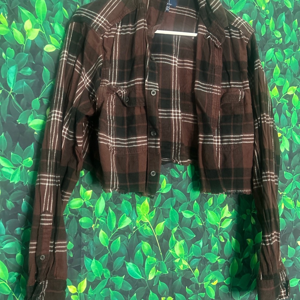 Brown Plaid Cropped Jacket
